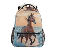 Horse Running In The Ocean Backpack Large Daypacks Causal School Bag For Computer Men Hiking 29X40Cm
