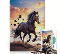 Horse Running On The Beach Jigsaws 1000 Pieces for Teenagers Sharp Thinking Neat Cut Fun Activity (38x52cm)
