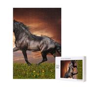 Horse Running On The Grassland,300 Pieces Wooden Jigsaw Family Game Jigsaw Puzzles for Adults Teens