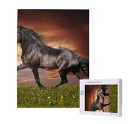 Horse Running On The Grassland,500 Pieces Wooden Jigsaw Family Game Jigsaw Puzzles for Adults Teens