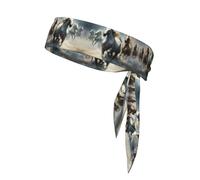 Horse Running Wild in the River Patterned Sports Headscarf Unisex Sweat-Absorbing Headband for Tennis, Volleyball, Jogging, Yoga