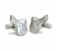 Horse Saddle Cufflinks - Onyx Art CK782 Horse Riding Jockey Novelty Gift In Premier Life Packaging
