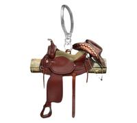 Horse Saddle Keychain, Horse Keychain, with Heart-Mini Acrylic Western Saddle Ring, 6cm Flat 4mm, Ideal Gift for Horse Lovers, Cowboys/Cowgirls