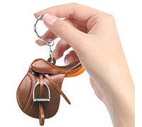Horse Saddle Keychain, Horse Keychain, with Heart-Mini Acrylic Western Saddle Ring, 6cm Flat 4mm, Ideal Gift for Horse Lovers, Cowboys/Cowgirls