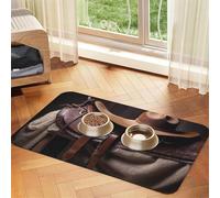 Horse Saddle with a Cowboy Hat Wild Pet Feeding Mat 30x45cm, Absorbent Dog Mat for Food and Water Bowl, PU Leather Cat Food Mat Waterproof Dog Bowl Mats Quick Dry Pet Placemats-No Stains
