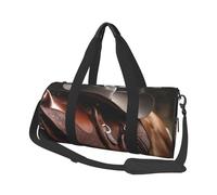 Horse Saddle with a Cowboy Hat Wild Printed Round Travel Duffel Bag Large Overnight Weekend Bags for Hiking, Vacations, Gym, Sports