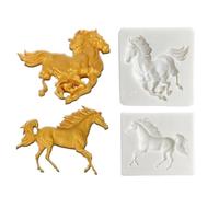 Horse Shape - 2pcs Silicone Baking Supplies, DIY Fondant Moulding Tools, Flexible Chocolate Candy Mold Making Detailed Animal Designs | Home Bakers Chefs Cooking Beginners Dessert
