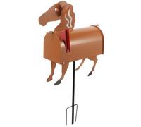 Horse Shaped Iron Garden Mailbox for Outdoor Post Letters Brown