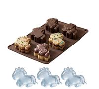 Horse Shaped Silicone Chocolate Moulds | 6 Cavity Epoxy Casting Mould, Horse Shape Ice Cube Trays for DIY Party Ice Cube Soap Pastry Cake Jelly Gummy