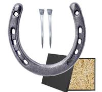Horse Shoe,Decorative Cast Iron Horseshoe,Horseshoe Gift,Horseshoe Gift Set,Horseshoe Lucky Talisman,Bring 2 Horseshoe Nails,Gift for Birthday,Christening,Wedding,Promotion,11 * 11.5 * 0.85cm