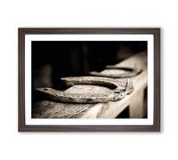 Horse Shoe Framed Print | A2 Walnut Framed Wall Art | Ready to Hang | Modern Animal Picture | Living Room Bedroom Lounge Office