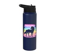Horse Silhouette Rainbow Brushstroke Colorful Horse Riding Stainless Steel Insulated Water Bottle