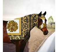 Horse Slicker Hood with Zipper: Snug Fit, No-Ears Design, and Extra Large Eye Holes for Face, Shoulders, Mane, Chest, and Withers - Perfect for Show-L(Black Gold