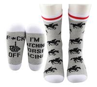 Horse Socks Horse Ride Novelty Gift Idea I'M Watching Horse Racing Socks Gift for Dad Husband (UK, Alpha, One Size, Regular, Regular, Horse Socks EU)