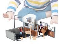 Horse Stable Model - Barn Playset Figurines, Realistic Horses Toy Collection, Pretend Play Farm Animal Set, Durable Construction with Accessories | Birthday Children’s Day Easter Gift for Boys