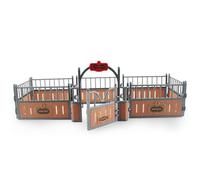 Horse Stable Playset Fence 17.3x7.9x5.9'' Realistic Plastic Horse Barn Playset Fence Imaginary & Creative Educational Toys Accessories for Lovers #·