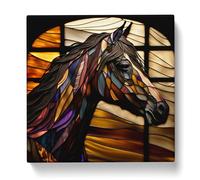 Horse Stained Glass Effect Canvas Print | Gallery Wrapped 30mm Frame Wall Art | 20x20 inches | Ready to Hang | Modern Animals Picture | Living Room Bedroom Lounge Office