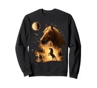 Horse Standing Hind Legs Facing the Moon Vintage Horse lover Sweatshirt