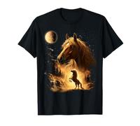 Horse Standing Hind Legs Facing The Moon Vintage Horse Lover T-Shirt