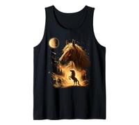 Horse Standing Hind Legs Facing The Moon Vintage Horse Lover Tank Top