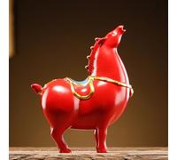 Horse Statue, Ceramic Tang Horse Feng Shui Figurine for Success, Creative Red Horse Sculpture Crafts for Home Office Decor, 5.9" H