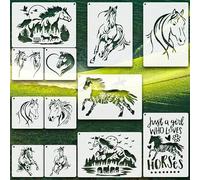 Horse Stencils for Painting on Wood, Walls, Canvas, Fabric, Scrapbooking - 12PCS Reusable Horse Stencils Templates for Kids and Adults DIY Crafts, Drawing, Home Decor