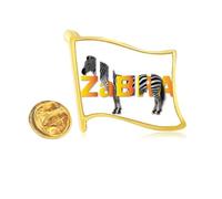 Horse Stripe Black White Grassland Golden Metal Flag Lapel Pin Badge