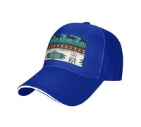 Horse Stripes Pattern Print Adjustable Size Sandwich Baseball Cap Breathable Unisex Casual Hat Daily Use Sport Blue