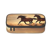 Horse Stripes Pattern Print Fashionable Functional Pencil Case Convenient Daily Use Storage Makeup Toiletries