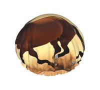 Horse Stripes Pattern Print Shower Cap,Elastic And Reusable Bath Hair Hat For Long Hair,Large Waterproof Shower Bonnet,For Women Men Kids