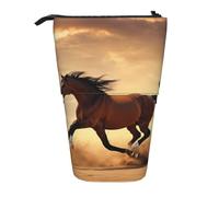 Horse Stripes Pattern Print Standing Pencil Case Telescopic Pencil Bag Pop Up Pencil Pouch Pen Pouch Makeup Cosmetics Bag