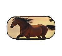 Horse Stripes Pattern Print Unisex Pencil Case Pouch - Compact Design for Pencils, Small Items - Double-Headed Zipper