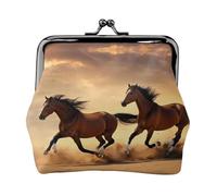 Horse Stripes Pattern Print Women's Microfiber Leather Kiss Lock Coin Purse, Mini Wallet for Cards and Lipstick
