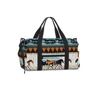 Horse Stripes Pattern Sports Duffel Bag with Shoe Compartment-Lightweight Gym Weekender for Men Women, Waterproof Travel Tote with Wet Pocket
