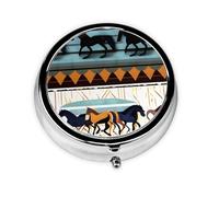 Horse Stripes Pattern This Small, Round Pill Box is a Portable Travel Medicine Organizer with Three compartments for Storing Daily medications.