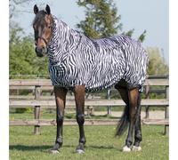 Horse Sweet-Itch Summer Mesh Combo Neck Fly Rug with Belly Flap Zebra