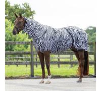 Horse Sweet-Itch Summer Mesh Combo Neck Fly Rug with Belly Flap Zebra