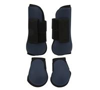 Horse Tendon Boots PU Elastic Shock Absorbing Front and Hind Leg Guards for Off - Road Competitions, Show Jumping, and Trail Riding with Soft Lining and Hook - and - Loop (A set of navy blue XL)
