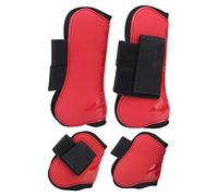 Horse Tendon Boots, Thicken PU Shell Horse Leg Protectors, Elastic Neoprene Material with Nylon Hook and Loop Fastener, Durable Horse Riding Leg Protector for Jumping Obstacles (A set of four large)