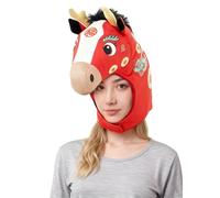 Horse Theme Plush Headgear - Cotton Stuffed Photo Prop, Durable Craft Build, Comfortable Fit Structure, Fun Costume Headpiece | Halloween Carnival Cosplay Accessory For Kids Teens Adults