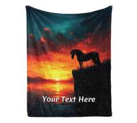 Horse Themed Blanket, Customizable Name Blankets, Super Soft Blanket for Couch, Sofa, Bed, Picnic, Travel, 50"x60"