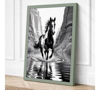Horse Through Canyon Canvas Wall Art Print 24x16 Inch