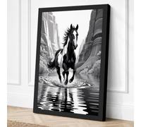 Horse Through Canyon Canvas Wall Art Print 36x24 Inch