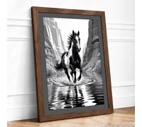 Horse Through Canyon Framed Wall Art Print A2 Walnut