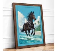 Horse Through Tropical Waters Coastal Framed Wall Art Print A2