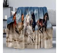 Horse Throw Blanket Gift, Soft Warm Fuzzy Plush Blanket, Smooth Cozy Flannel Blanket for Bed/Couch/Camping (60"x50", Five Horse)