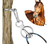 Horse Tie Ring, Stainless Steel Tie Ring for Horses Safe Horse Tack Supplies with Eye Bolt and Snap Prevents Horse Pulling Back