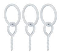 vidaXL Hitching Rings Horse Block Tie Ring – Silver Steel with Eye Screws, 3 pcs Set