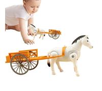 Horse Toy - ABS Electric Retro Walking Cart Model | 30x12 cm Walking Horse, Carriage Toy, Two AAA Battery Powered Moving Animal, For Home Playroom Learning School Educational Activity Use