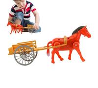 Horse Toy - ABS Electric Retro Walking Cart Model | 30x12cm Walking Horse, Carriage Toy, Two AAA Battery Powered Moving Animal, For Home Playroom Learning School Educational Activity Use